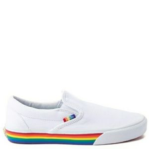 rainbow bottom slip ons